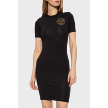 Versace Jeans Couture Pamuklu Logo Detaylı Mini T Shirt Elbise Bayan Elbise 74HAOT06 CJ03T G89
