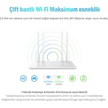 Cudy WR1200 Dual 2.4/5ghz 4X5DBI Anten 1200MBPS 5 Port Wi-Fi ROUTER(AC1200 Serisi)