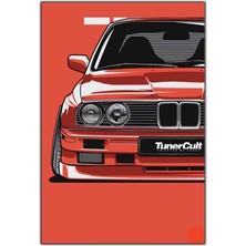 Tablo Dekor Kırmızı Bmw E30 Illustrasyon Kanvas Tablo