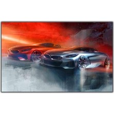 Tablo Dekor Kırmızı ve Gri Bmw Z4 Kanvas Tablo