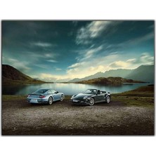 Tablo Dekor Mavi ve Siyah Porsche Kanvas Tablo