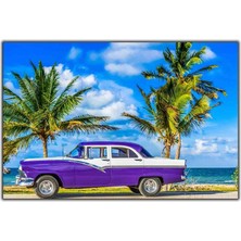 Tablo Dekor Mor Ford Fairline Kanvas Tablo