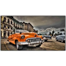 Tablo Dekor Turuncu Buick Klasik Araba Kanvas Tablo