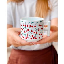 Bikutumutluluk Kiraz Desenli Hediye Kupa Fincan