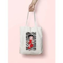Bikutumutluluk Betty Boop Zebra Hediye Bez Çanta