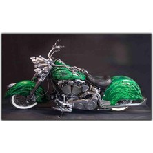 Tablo Dekor Yeşil Chopper Motosiklet Kanvas Tablo