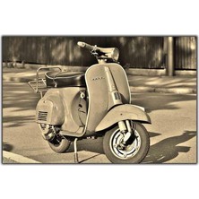 Tablo Dekor Siyah Beyaz Klasik Vespa Kanvas Tablo