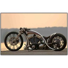 Tablo Dekor Deniz Kenarındaki Thunderbike Motosiklet Kanvas Tablo