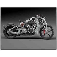 Tablo Dekor Gri Curtiss Motosiklet Kanvas Tablo