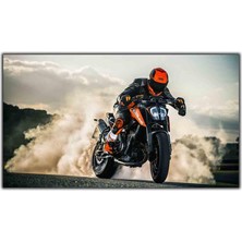 Tablo Dekor Turuncu Kasklı Motor Yarışçısı Kanvas Tablo