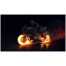 Tablo Dekor Alev Lastikli Motosiklet Kanvas Tablo