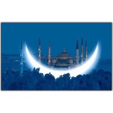 Tablo Dekor Hilalin Ardındaki Sultan Ahmet Camii Dini Kanvas Tablo