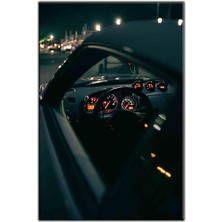 Tablo Dekor Araba Iç Tasarım ve Şehir Işıkları Kanvas Tablo