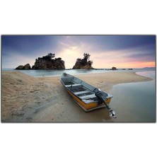 Tablo Dekor Kumsala Çekilmiş Tekne Kanvas Tablo