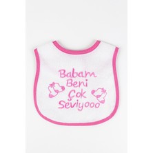 Babymod Babam Beni Çok Seviyo Yazılı Kız Bebek Mama Önlüğü