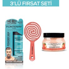 Fontenay Pudra Toz Wax Mavi 20 gr + 3 Boyutlu Saç Fırçası + Face And Body Scrub Çilekli 350 ml 3'lü Set