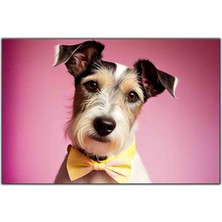 Tablo Dekor Papyonlu Şaşkın Köpek Kanvas Tablo