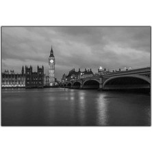 Tablo Dekor Siyah Beyaz Londra Köprüsü Kanvas Tablo