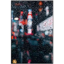 Tablo Dekor Camın Arkasındaki Şehir Işıkları Kanvas Tablo