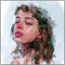 Tablo Dekor Kırmızı Burunlu Kahverengi Saçlı Kadın Kanvas Tablo