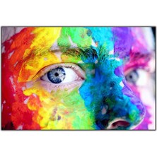 Tablo Dekor Mavi Gözlü Yüzü Boyanmış Kadın Kanvas Tablo