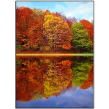 Tablo Dekor Turuncu Sarı ve Yeşil Ağaçlar Kanvas Tablo