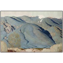 Tablo Dekor Soyut Dağlar ve Yeşil Yapraklı Ağaç Kanvas Tablo