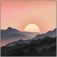 Tablo Dekor Soyut Dolunay ve Dağlar Kanvas Tablo