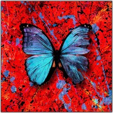 Tablo Dekor Mavi Kelebek Kanvas Tablo