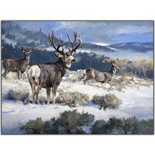 Tablo Dekor Ren Geyiği Sürüsü Kanvas Tablo