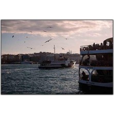 Tablo Dekor Istanbul Manzarası ve Martılar Kanvas Tablo