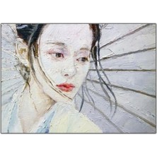 Tablo Dekor Asyalı Kadın  Yağlı Boya Dokulu Tablo