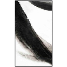 Tablo Dekor Beyaz Zemin Üzerine Siyah Çizgiler Yağlıboya Dokulu Tablo