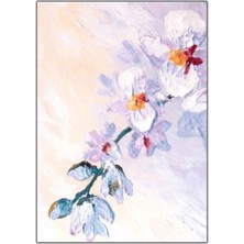 Tablo Dekor Beyaz Çiçekler Yoğun Yağlı Boya Dokulu Tablo