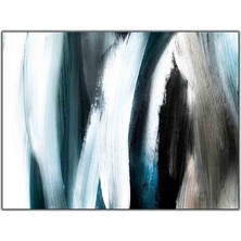 Tablo Dekor Soyut Siyah ve Mavi Gölgeler Yağlı Boya Dokulu Tablo