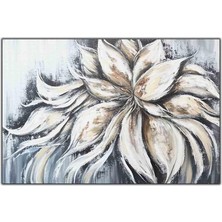 Tablo Dekor Kahverengi Dokulu Beyaz Manolya Çiçeği Yoğun Yağlı Boya Dokulu Tablo