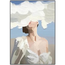 Tablo Dekor Bulut Kadın Yağlı Boya Dokulu Tablo