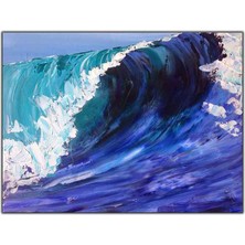Tablo Dekor Okyanus Dalgası Yağlı Boya Dokulu Tablo