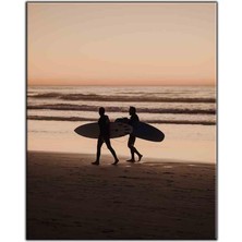 Tablo Dekor Deniz Kenarındaki Sörfçüler Kanvas Tablo