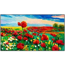 Tablo Dekor Kırmızı Gelincik Tarlası Yoğun Yağlı Boya Dokulu Tablo