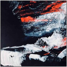 Tablo Dekor Soyut Siyah Beyaz ve Kırmızı Dokular Yağlı Boya Dokulu Tablo