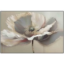 Tablo Dekor Krem Renkli Soyut Gelincik Yağlı Boya Dokulu Tablo