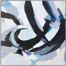 Tablo Dekor Lacivert ve Gri Çizgiler Yağlı Boya Dokulu Tablo