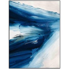 Tablo Dekor Soyut Mavi Desenler Yağlı Boya Dokulu Tablo