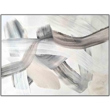 Tablo Dekor Soyut Gri Çizgiler Yağlı Boya Dokulu Tablo