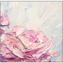 Tablo Dekor Pembe Gül Yoğun Yağlı Boya Dokulu Tablo