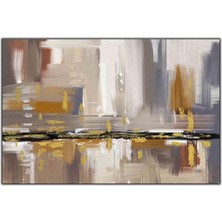Tablo Dekor Soyut Altın Şehir Yağlı Boya Dokulu Tablo