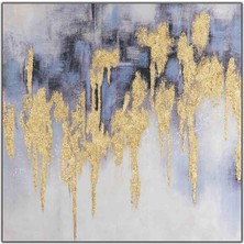 Tablo Dekor Altın Sarkıtlar Yağlı Boya Dokulu Tablo