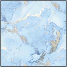 Tablo Dekor Altın Varaklı Mavi Mermer Deseni Yağlı Boya Dokulu Tablo