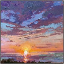 Tablo Dekor Gün Batımı Manzarası Yağlı Boya Dokulu Tablo